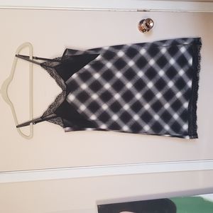 Maje lace trim flannel plaid slipdress